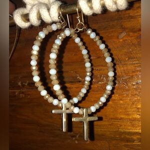 Handcrafted Cross Beaded Hoops
